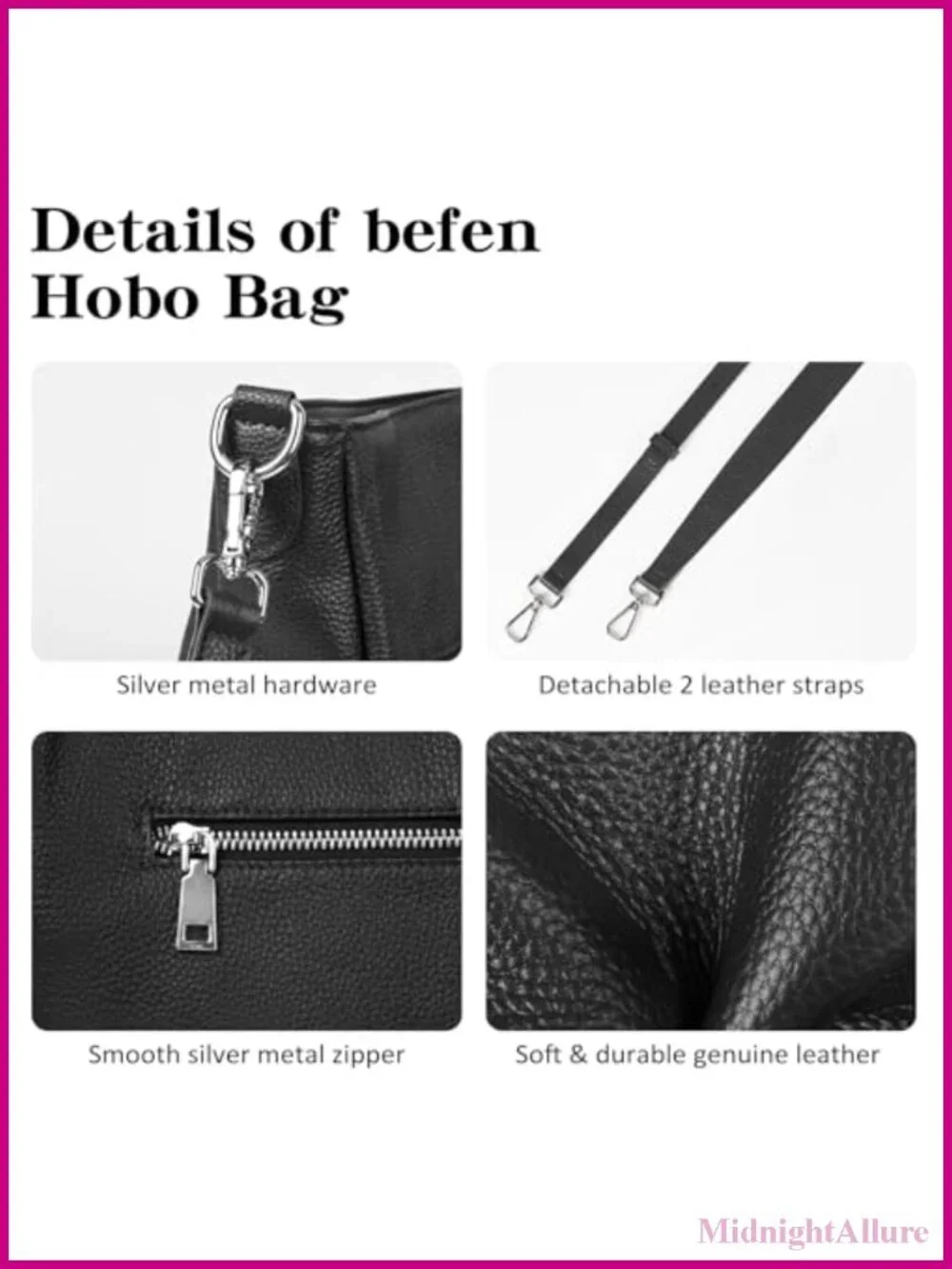 Soft Genuine Leather Hobo Bag Crossbody Shoulder Purse for Women